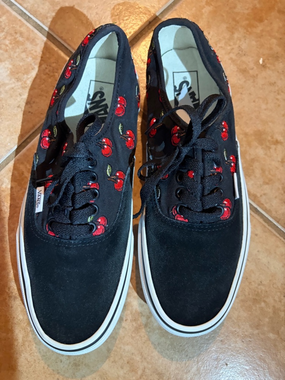 Vans Black Sneakers with Red Cherry Embroidery